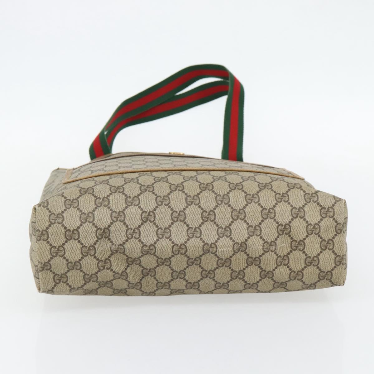 GUCCI GG Supreme Web Sherry Line Tote Bag PVC Beige Red 39 02 003 Auth 181273A