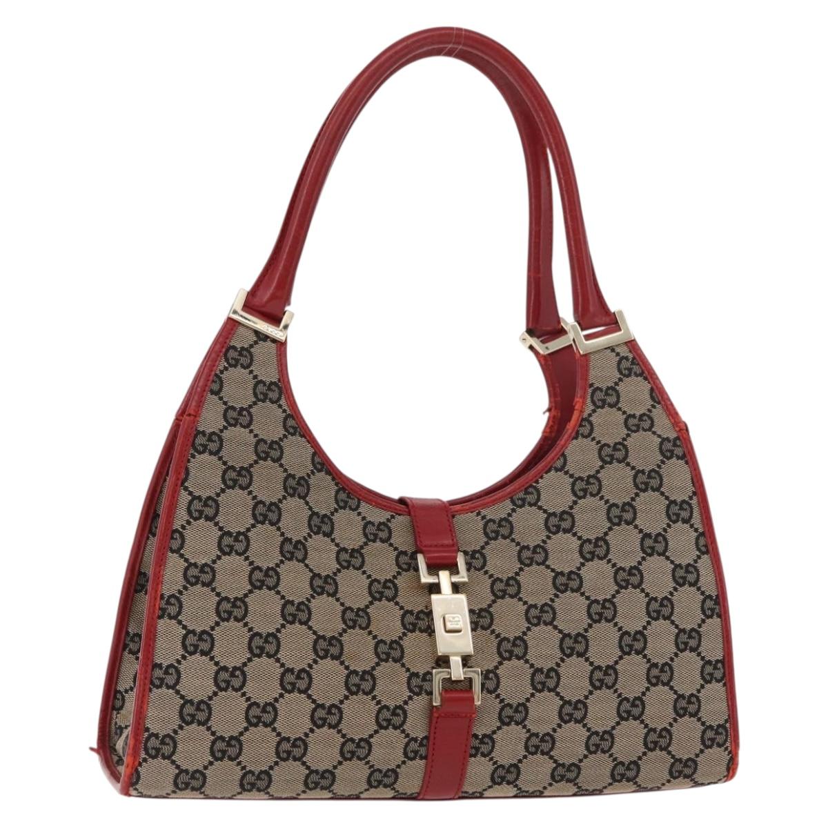 GUCCI GG Canvas Jackie Shoulder Bag Beige Gold 002 1067 2123 Auth 181276