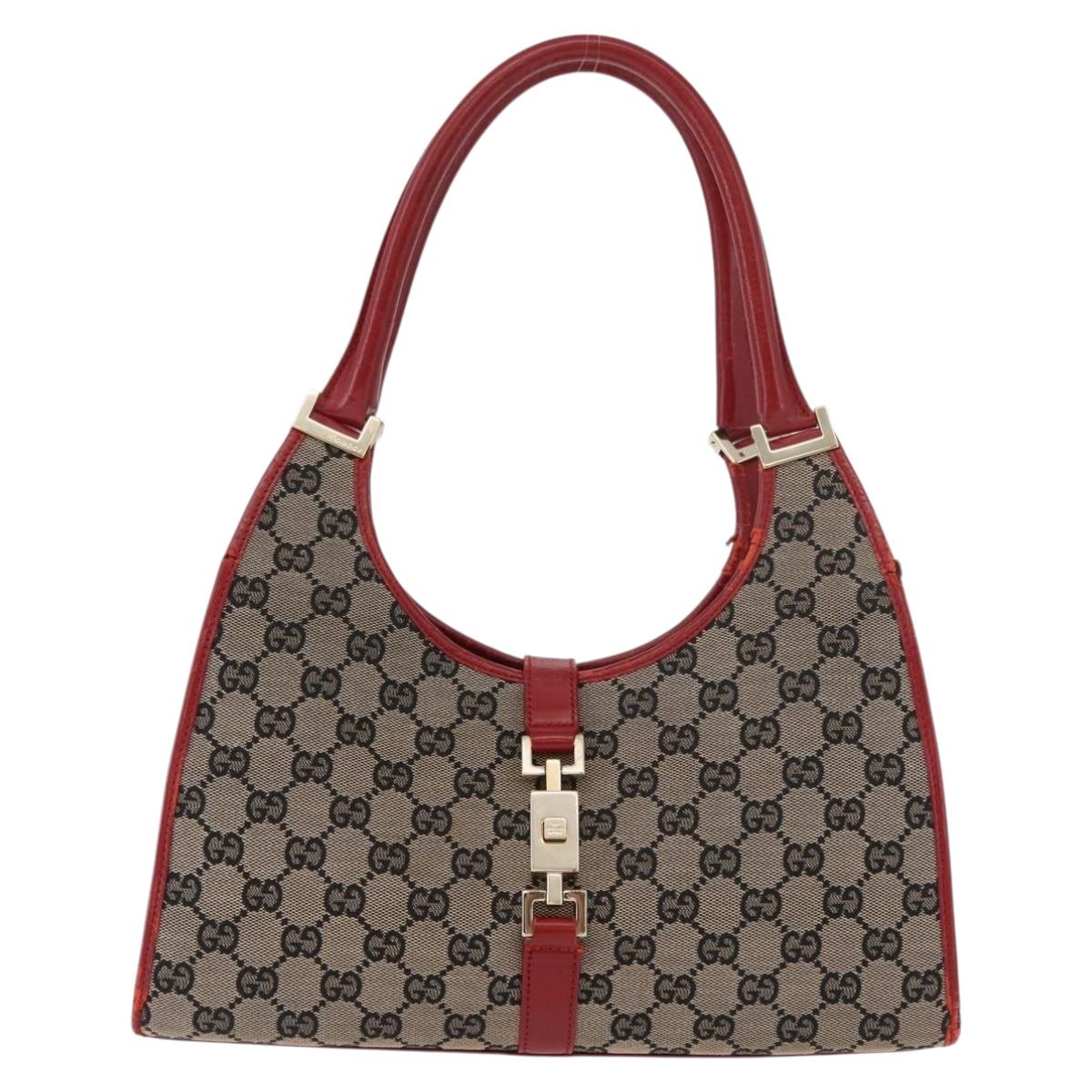 GUCCI GG Canvas Jackie Shoulder Bag Beige Gold 002 1067 2123 Auth 181276