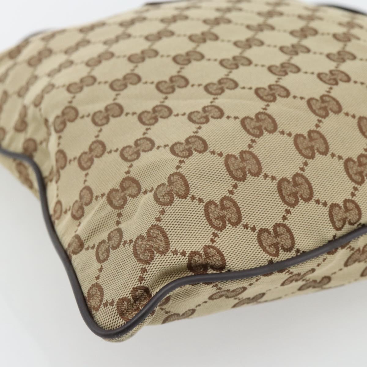 GUCCI GG Canvas Shoulder Bag Beige Silver 132907 Auth 181277