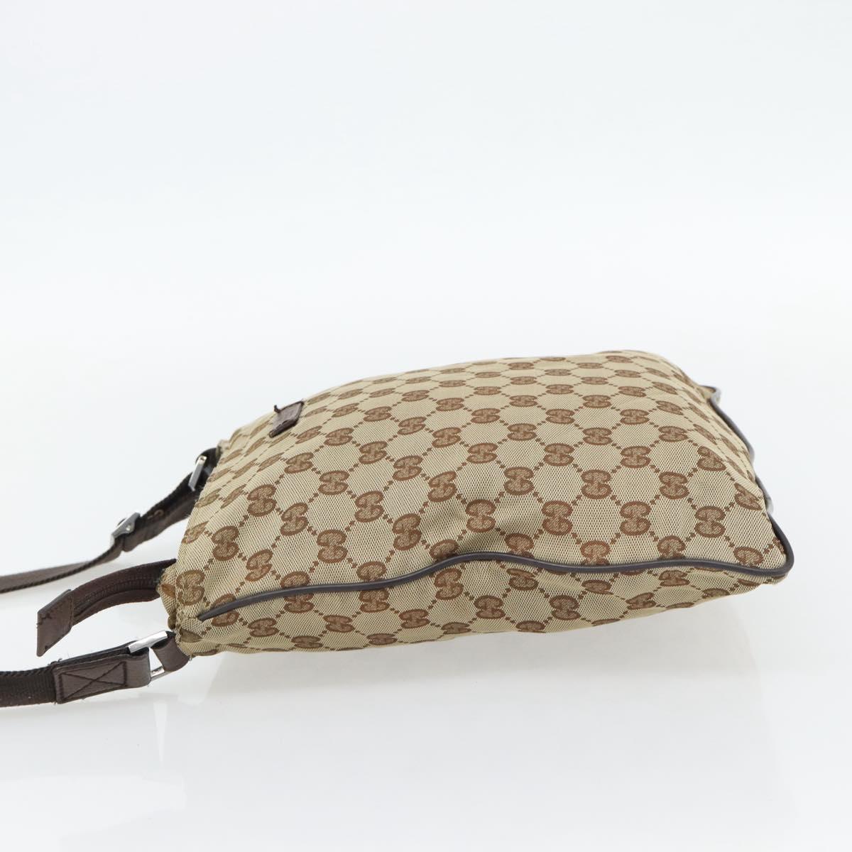 GUCCI GG Canvas Shoulder Bag Beige Silver 132907 Auth 181277