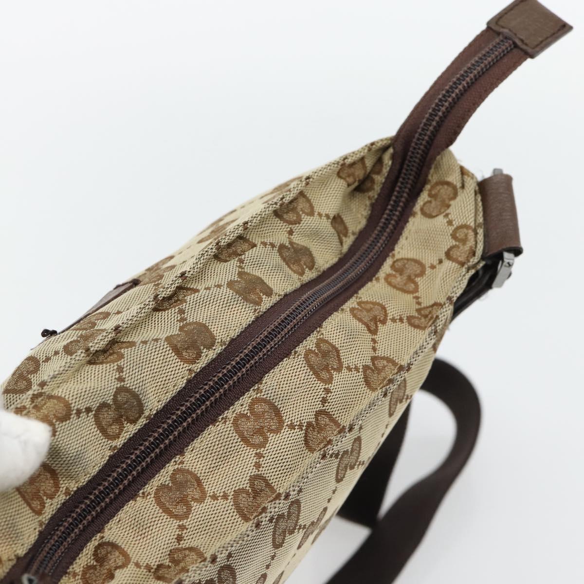 GUCCI GG Canvas Shoulder Bag Beige Silver 132907 Auth 181277