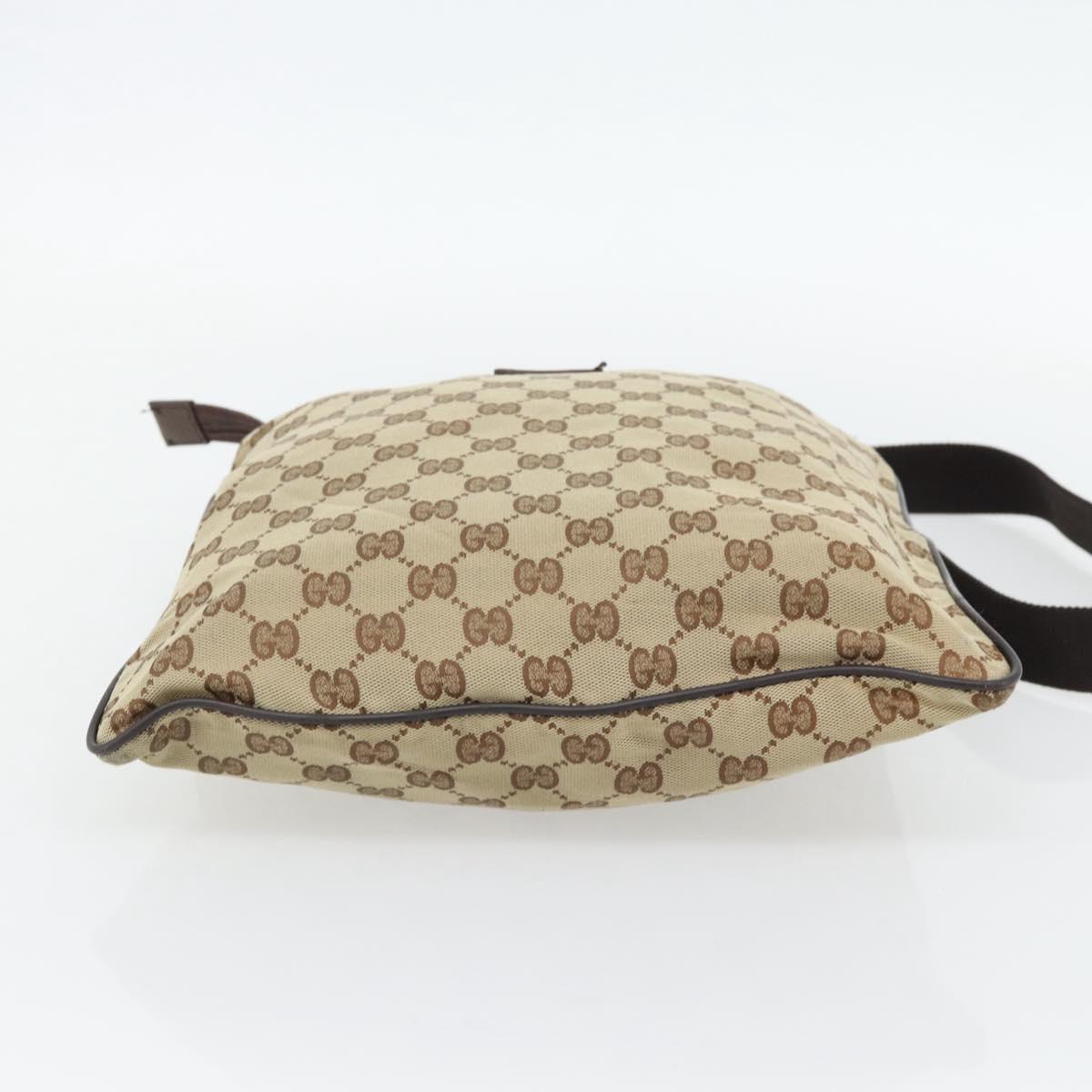 GUCCI GG Canvas Shoulder Bag Beige Silver 132907 Auth 181277