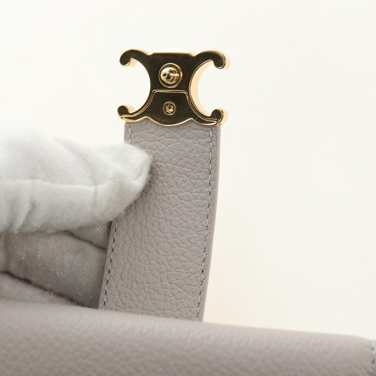 CELINE Triomphe Wallet Leather Beige Gold Auth 181278M