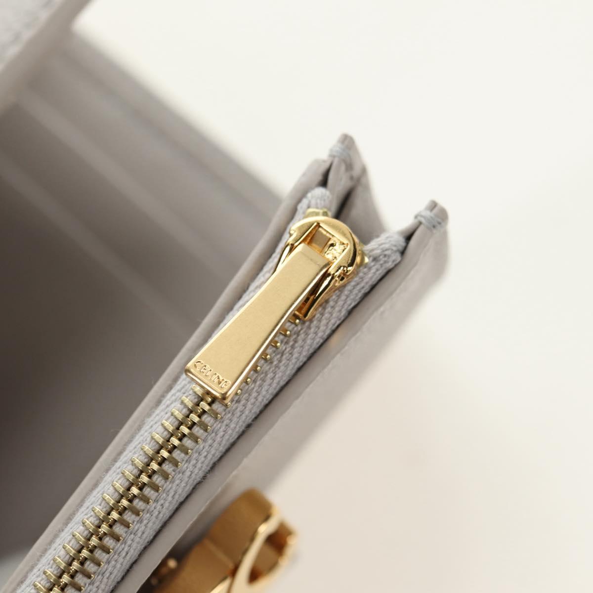 CELINE Triomphe Wallet Leather Beige Gold Auth 181278M