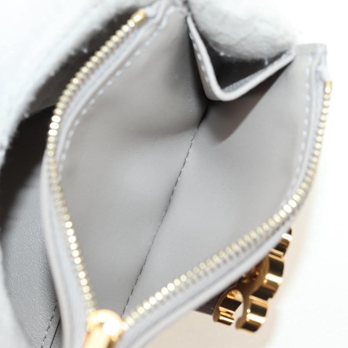CELINE Triomphe Wallet Leather Beige Gold Auth 181278M