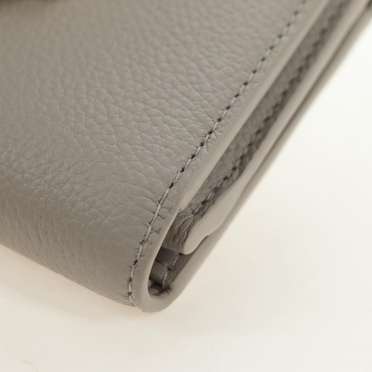 CELINE Triomphe Wallet Leather Beige Gold Auth 181278M