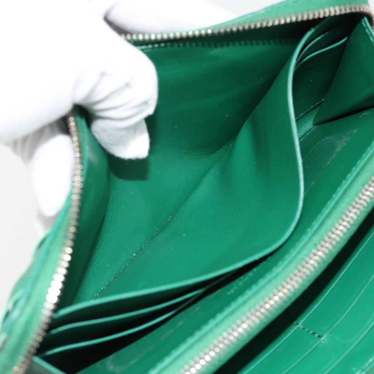 BOTTEGA VENETA INTRECCIATO Long Wallet Leather Green Silver Auth 181279