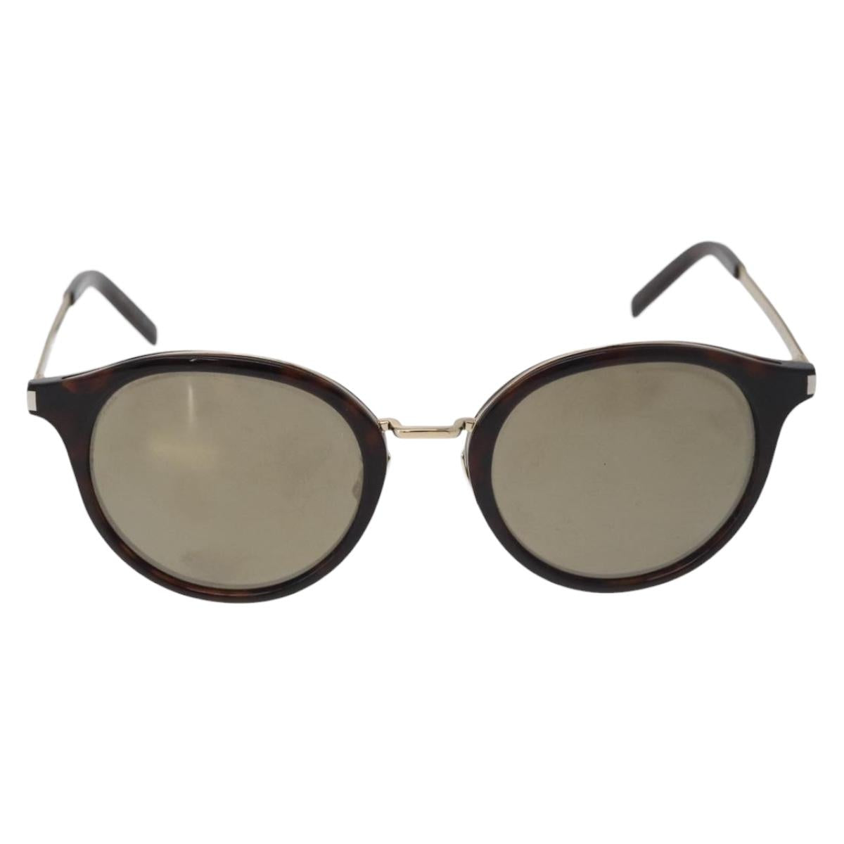 SAINT LAURENT Sunglasses Metal Brown Gold Auth 181281A