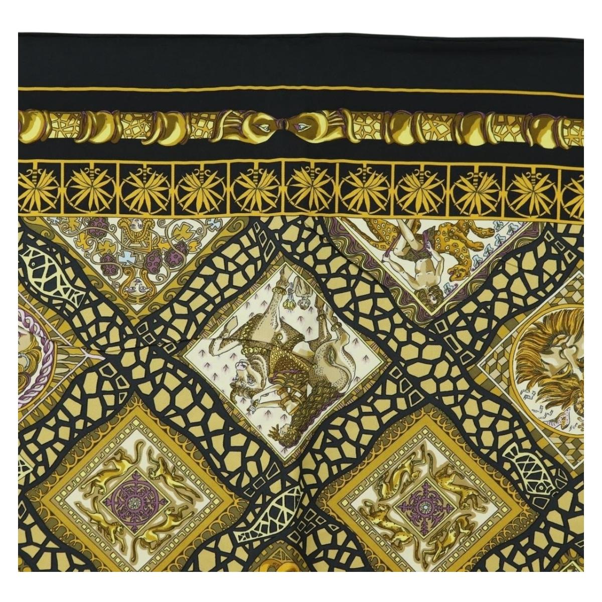 HERMES Carre 90 Scarf Silk ”MARE NOSTRUM” Black Auth 181284V