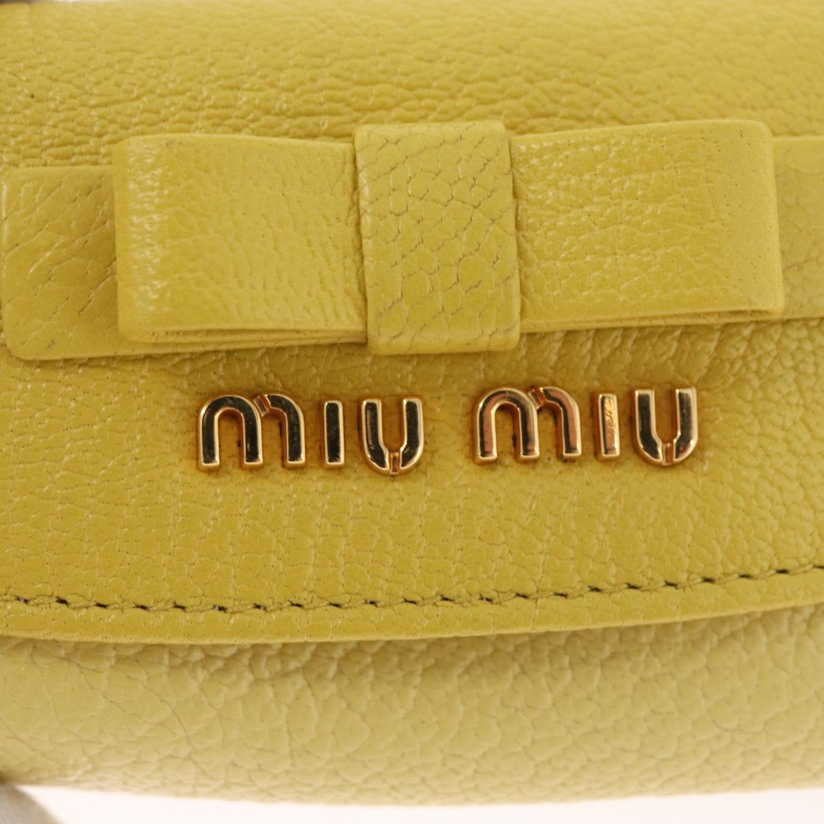 Miu Miu Key Case Leather Yellow Gold Auth 181289A