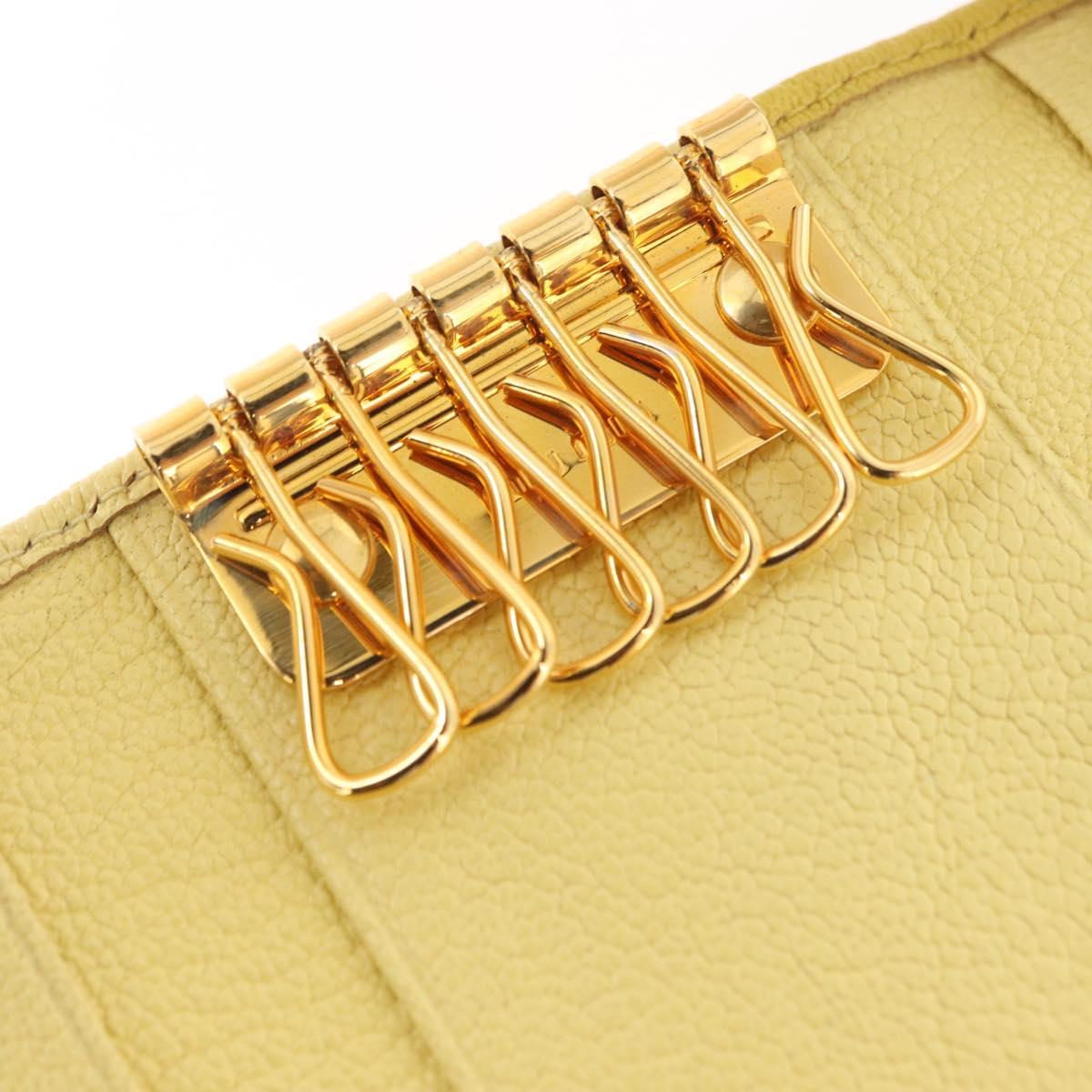 Miu Miu Key Case Leather Yellow Gold Auth 181289A