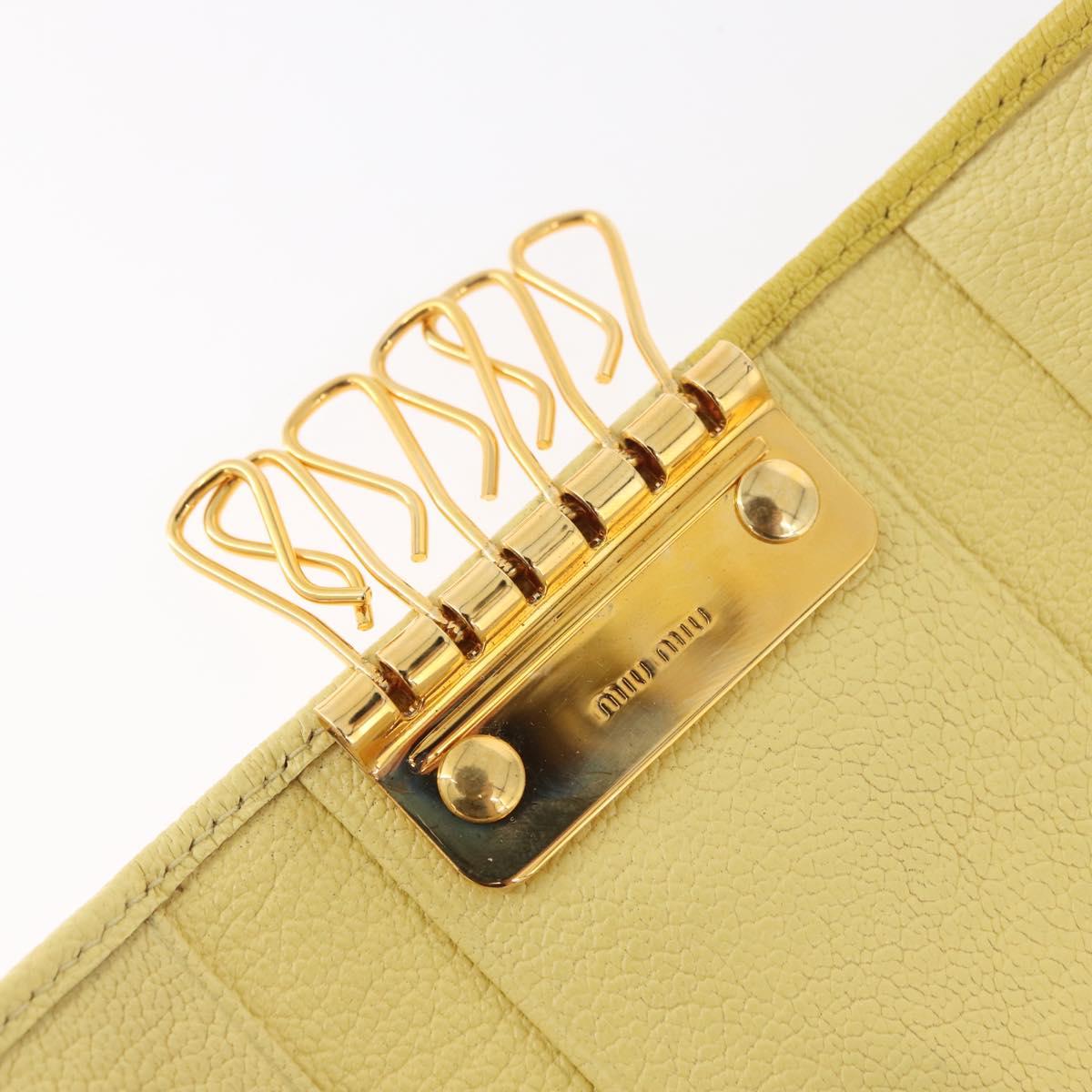 Miu Miu Key Case Leather Yellow Gold Auth 181289A