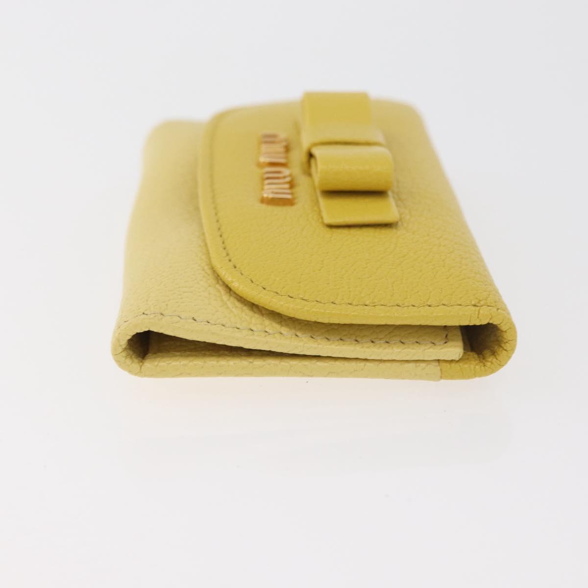 Miu Miu Key Case Leather Yellow Gold Auth 181289A