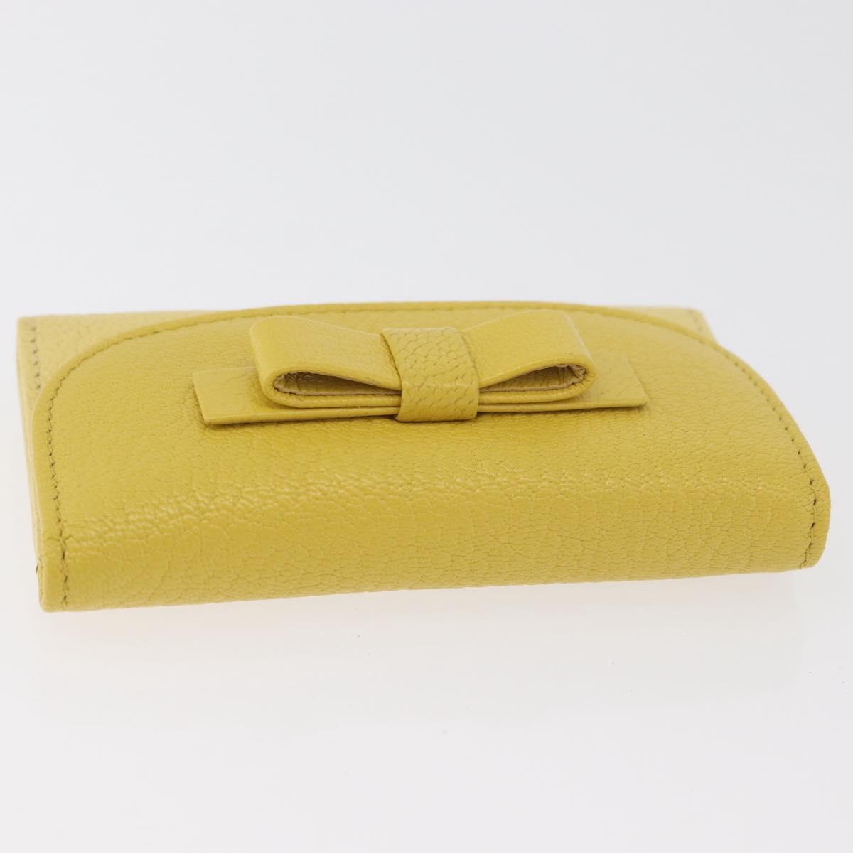 Miu Miu Key Case Leather Yellow Gold Auth 181289A