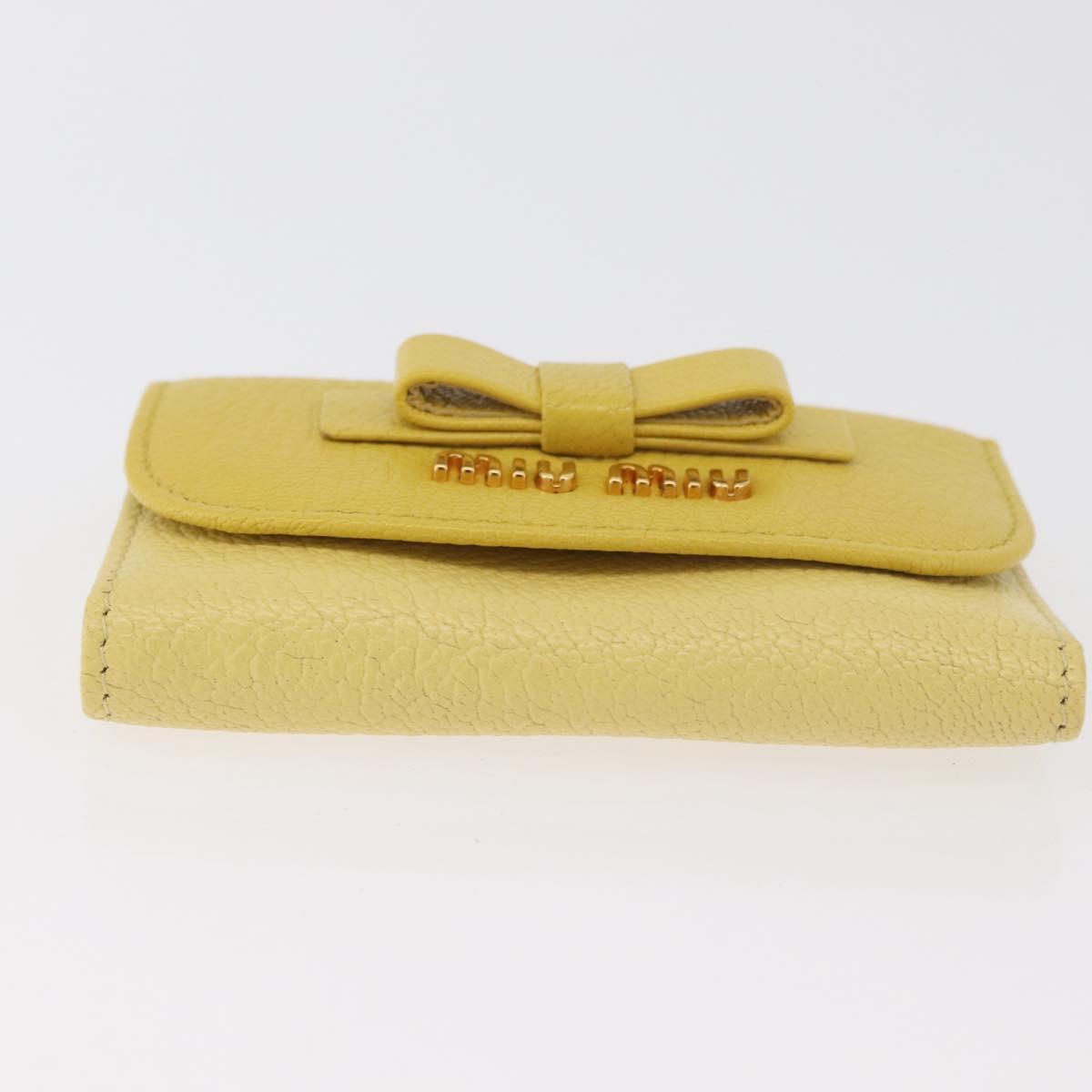 Miu Miu Key Case Leather Yellow Gold Auth 181289A