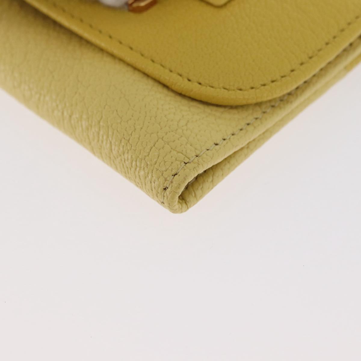 Miu Miu Key Case Leather Yellow Gold Auth 181289A