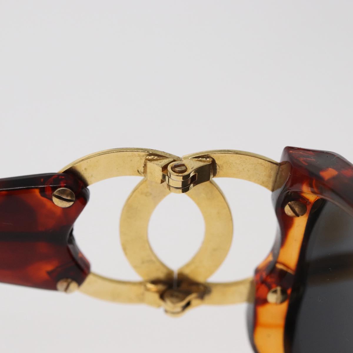 CHANEL COCO Mark Sunglasses Plastic Brown Gold CC Auth 181291M