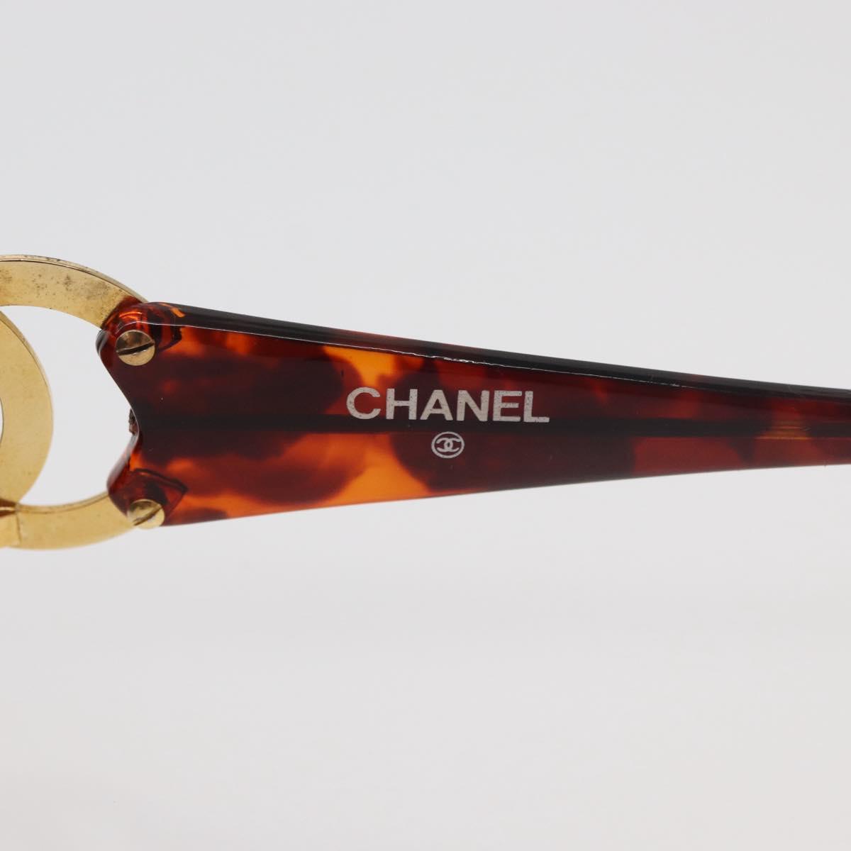 CHANEL COCO Mark Sunglasses Plastic Brown Gold CC Auth 181291M