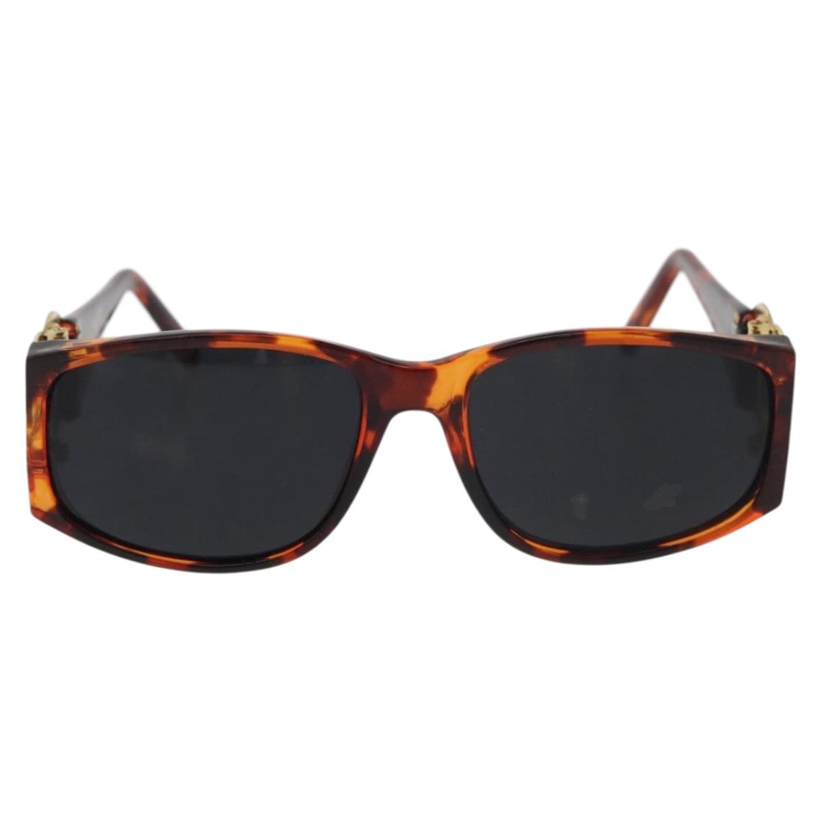 CHANEL COCO Mark Sunglasses Plastic Brown Gold CC Auth 181291M