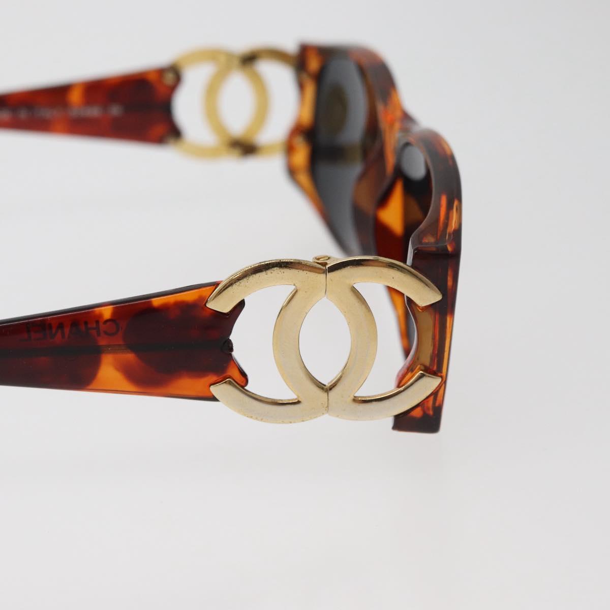 CHANEL COCO Mark Sunglasses Plastic Brown Gold CC Auth 181291M