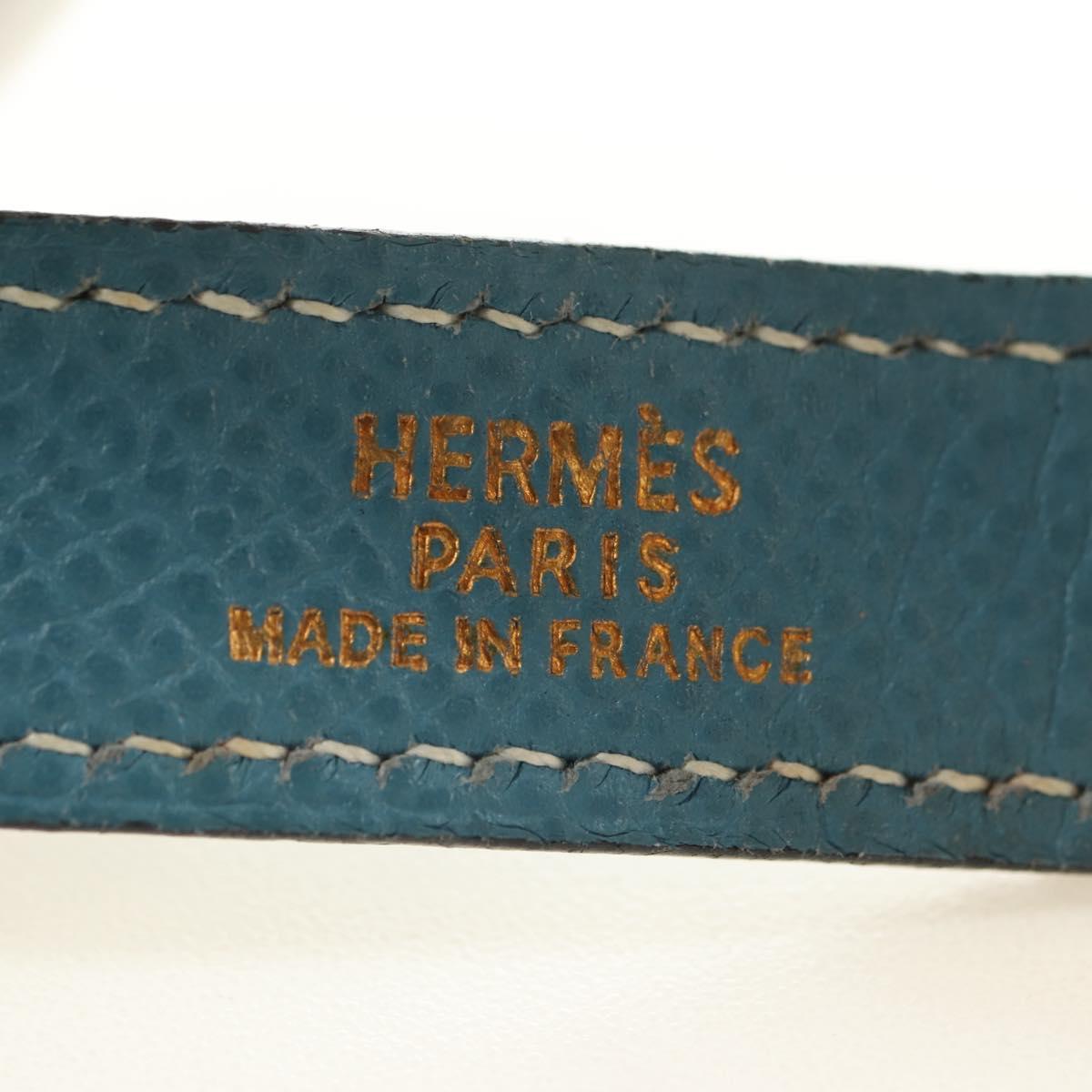 HERMES Glove Holder Charm Leather Light Blue Gold Auth 181292V