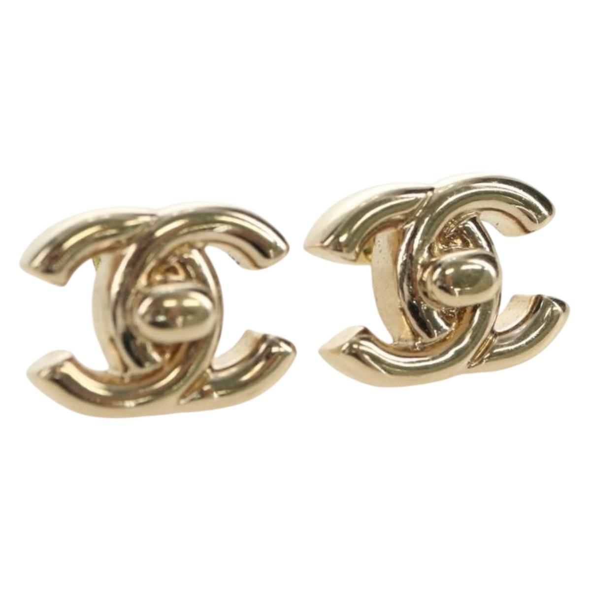 CHANEL COCO Mark Pierce metal Gold Tone CC Auth 181298M