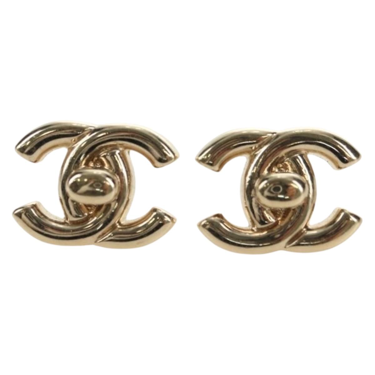 CHANEL COCO Mark Pierce metal Gold Tone CC Auth 181298M