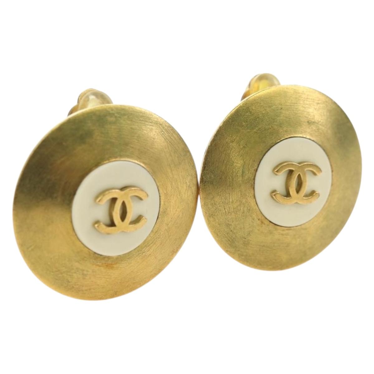CHANEL COCO Mark Earring metal Gold Tone CC Auth 181300V
