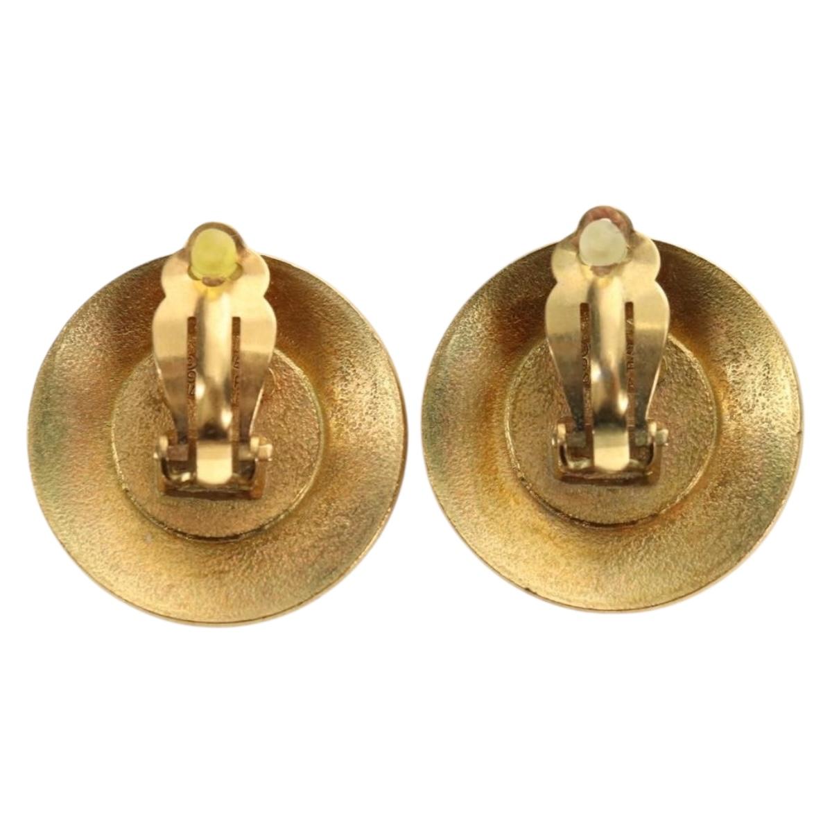 CHANEL COCO Mark Earring metal Gold Tone CC Auth 181300V