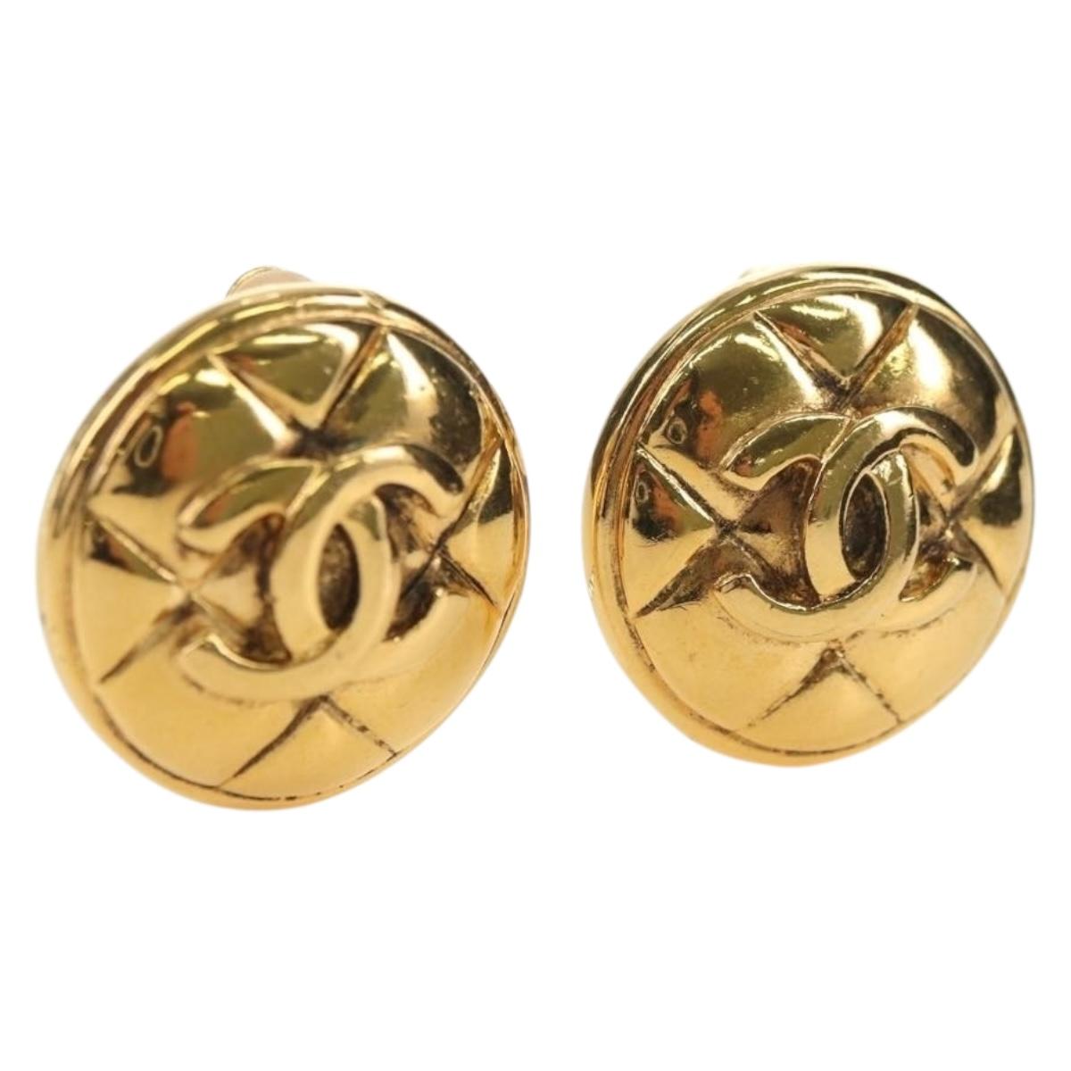 CHANEL COCO Mark Earring metal Gold Tone CC Auth 181301V