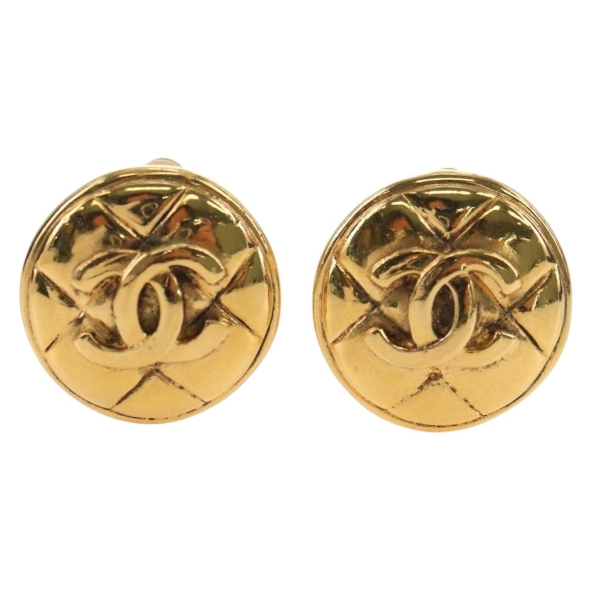 CHANEL COCO Mark Earring metal Gold Tone CC Auth 181301V