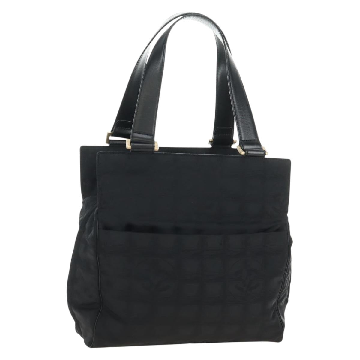 CHANEL New Travel Line Tote Bag Nylon Black Gold CC Auth 181304V