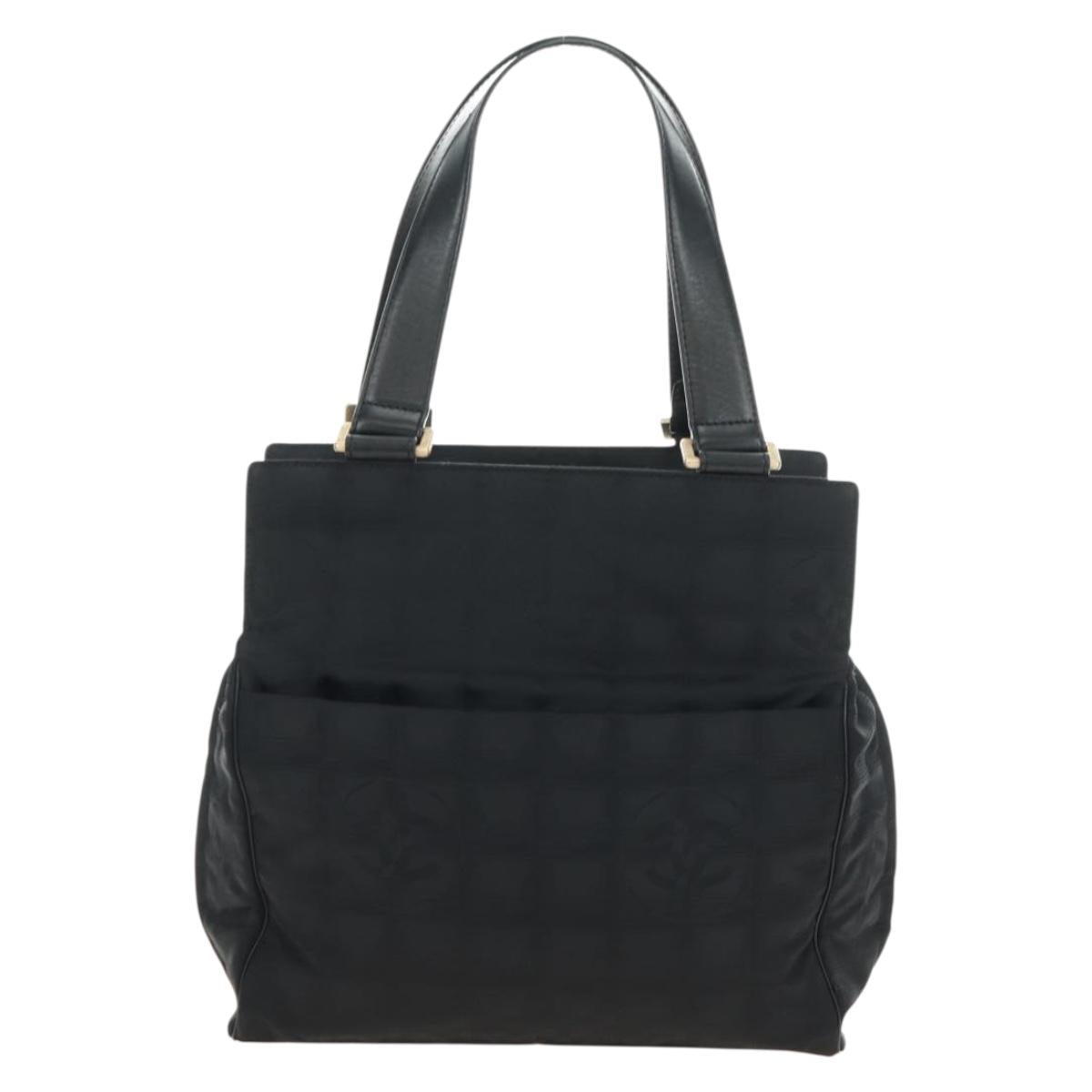 CHANEL New Travel Line Tote Bag Nylon Black Gold CC Auth 181304V