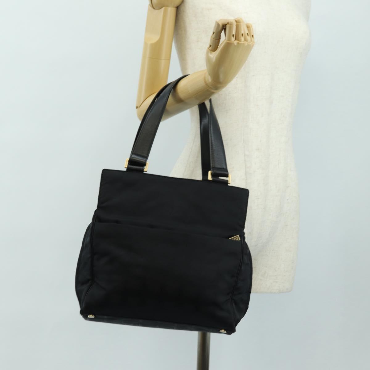 CHANEL New Travel Line Tote Bag Nylon Black Gold CC Auth 181304V