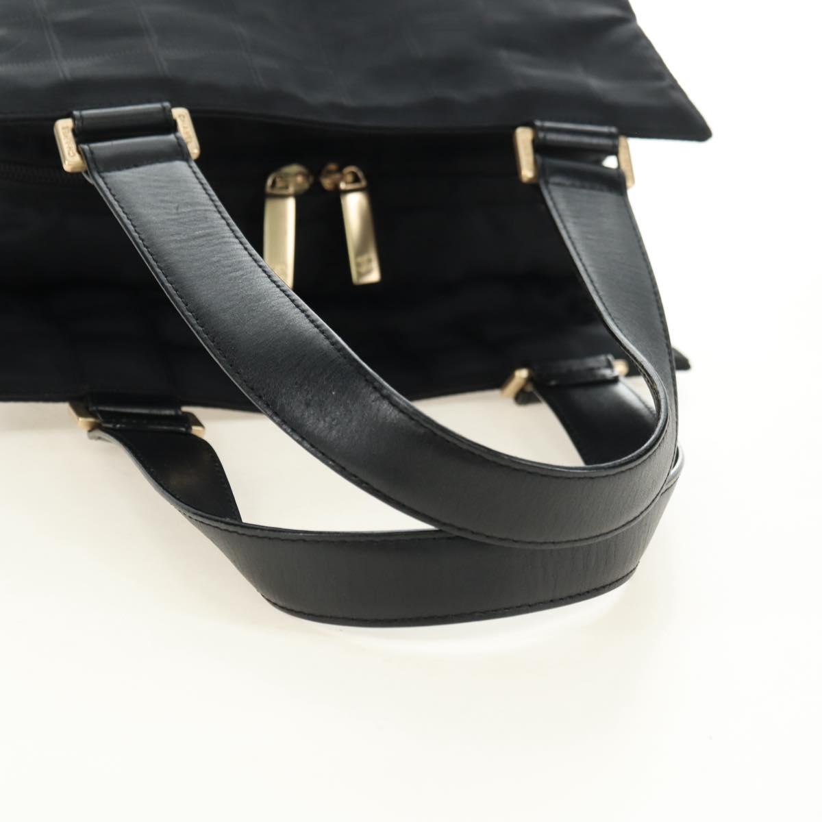 CHANEL New Travel Line Tote Bag Nylon Black Gold CC Auth 181304V