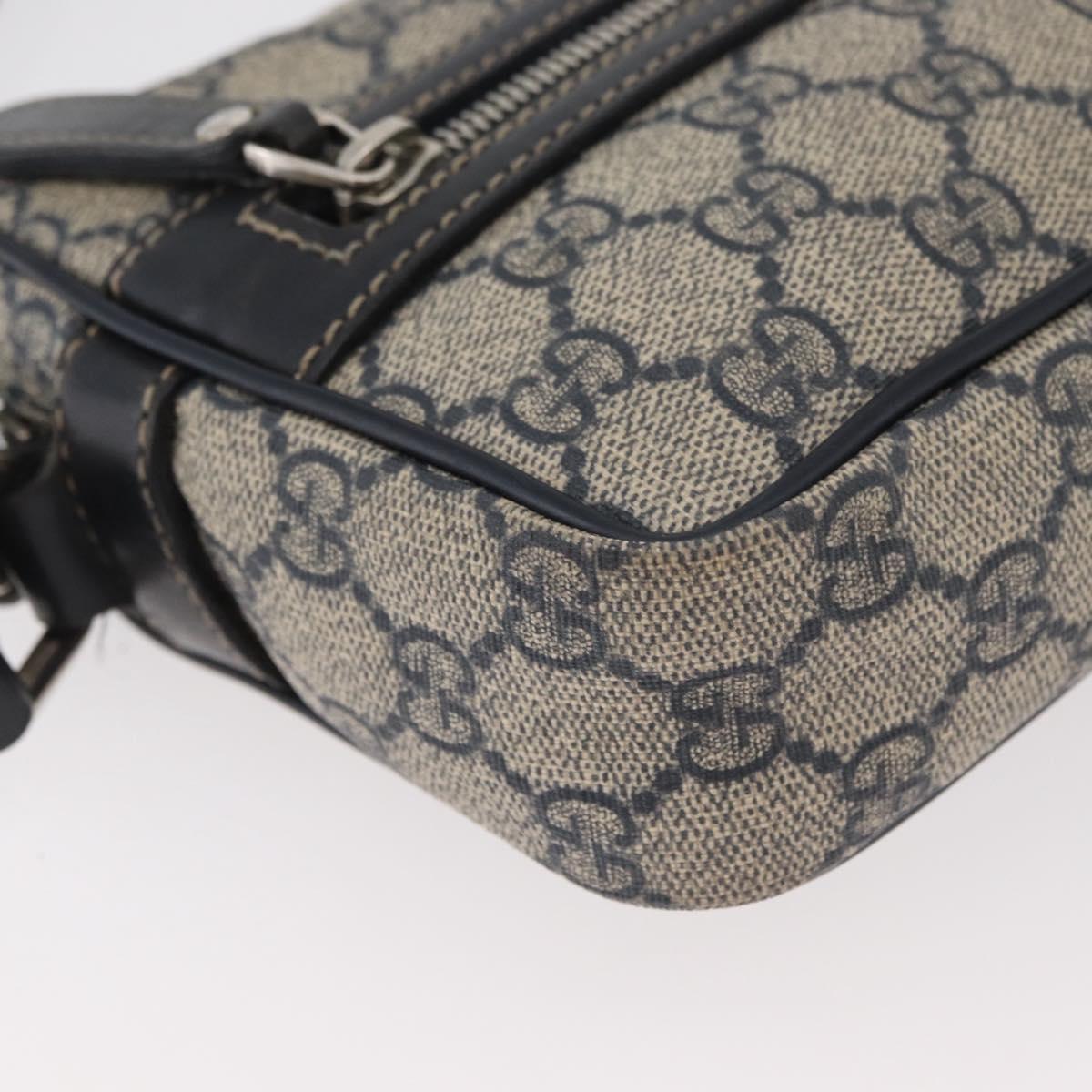 GUCCI GG Supreme Shoulder Bag PVC Navy Silver 201447 Auth 181305