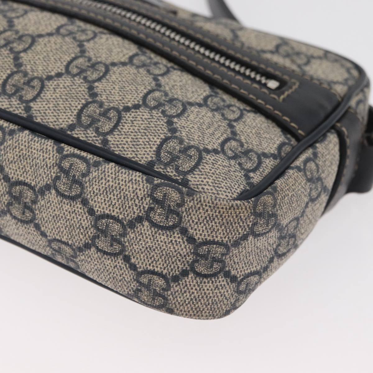 GUCCI GG Supreme Shoulder Bag PVC Navy Silver 201447 Auth 181305