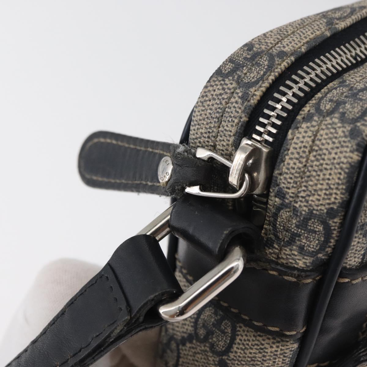 GUCCI GG Supreme Shoulder Bag PVC Navy Silver 201447 Auth 181305
