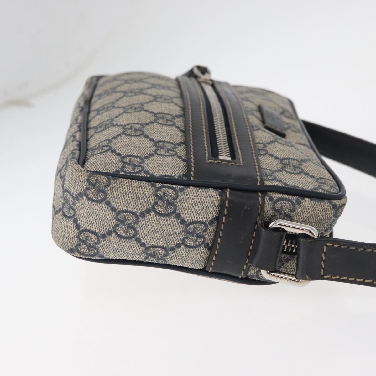 GUCCI GG Supreme Shoulder Bag PVC Navy Silver 201447 Auth 181305
