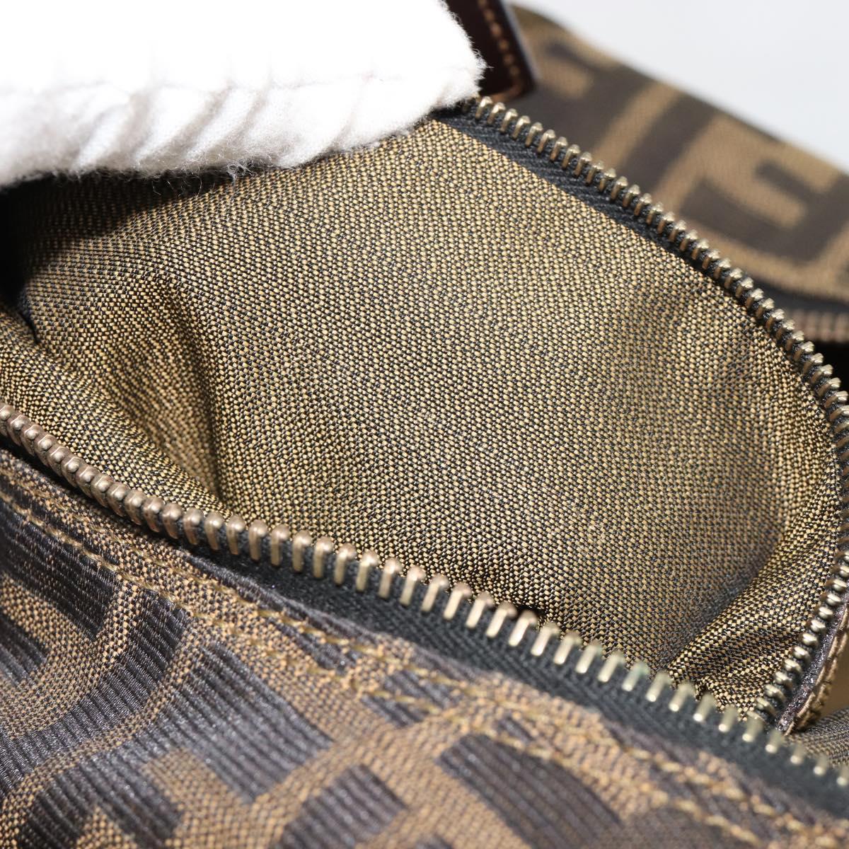 FENDI Zucca Canvas Shoulder Bag Black Brown Auth 181306A