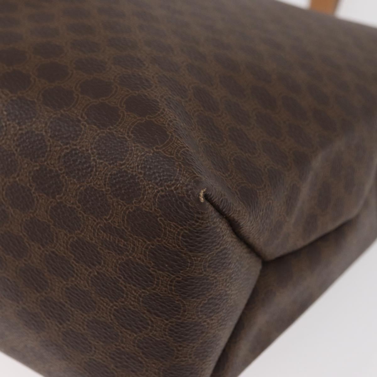 CELINE Macadam Canvas Tote Bag PVC Leather Brown Gold Auth 181314