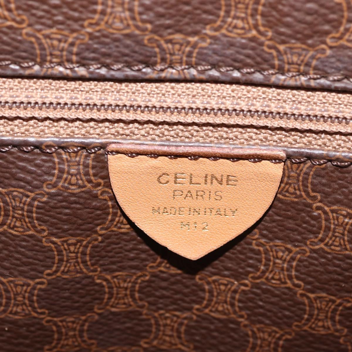 CELINE Macadam Canvas Tote Bag PVC Leather Brown Gold Auth 181314