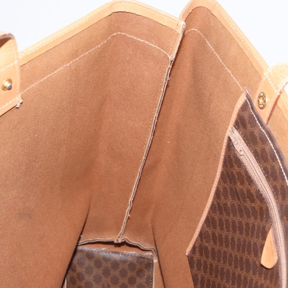 CELINE Macadam Canvas Tote Bag PVC Leather Brown Gold Auth 181314