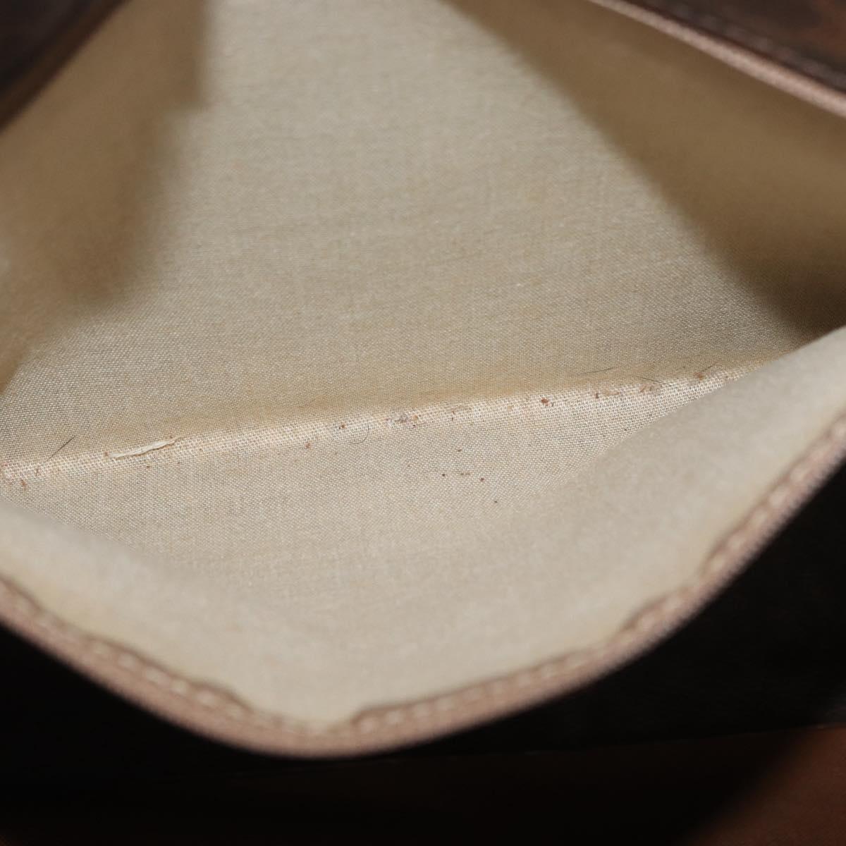 CELINE Macadam Canvas Tote Bag PVC Leather Brown Gold Auth 181314