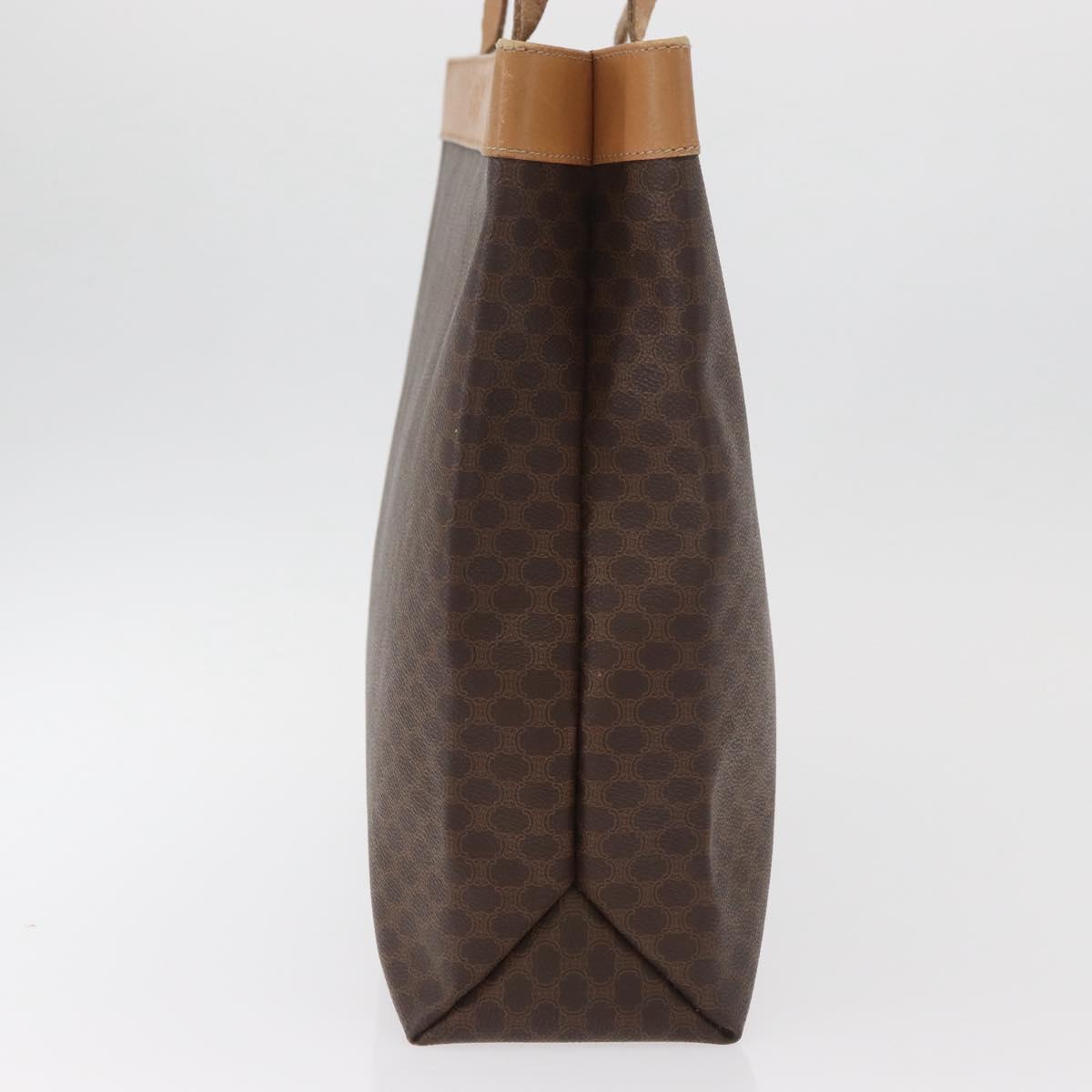 CELINE Macadam Canvas Tote Bag PVC Leather Brown Gold Auth 181314