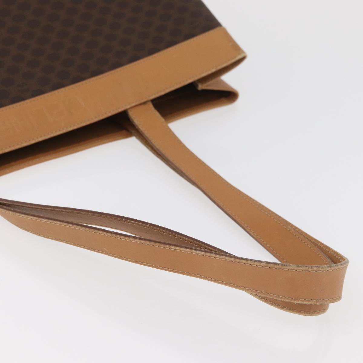 CELINE Macadam Canvas Tote Bag PVC Leather Brown Gold Auth 181314