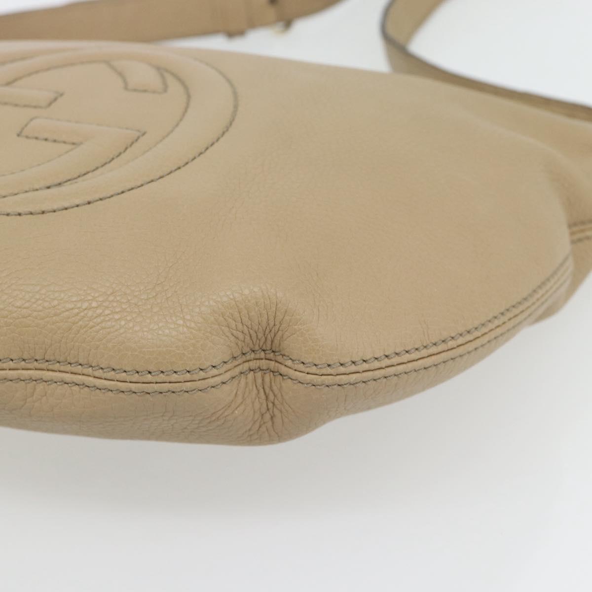 GUCCI Soho Shoulder Bag Leather Beige Gold 308361 Auth 181315A