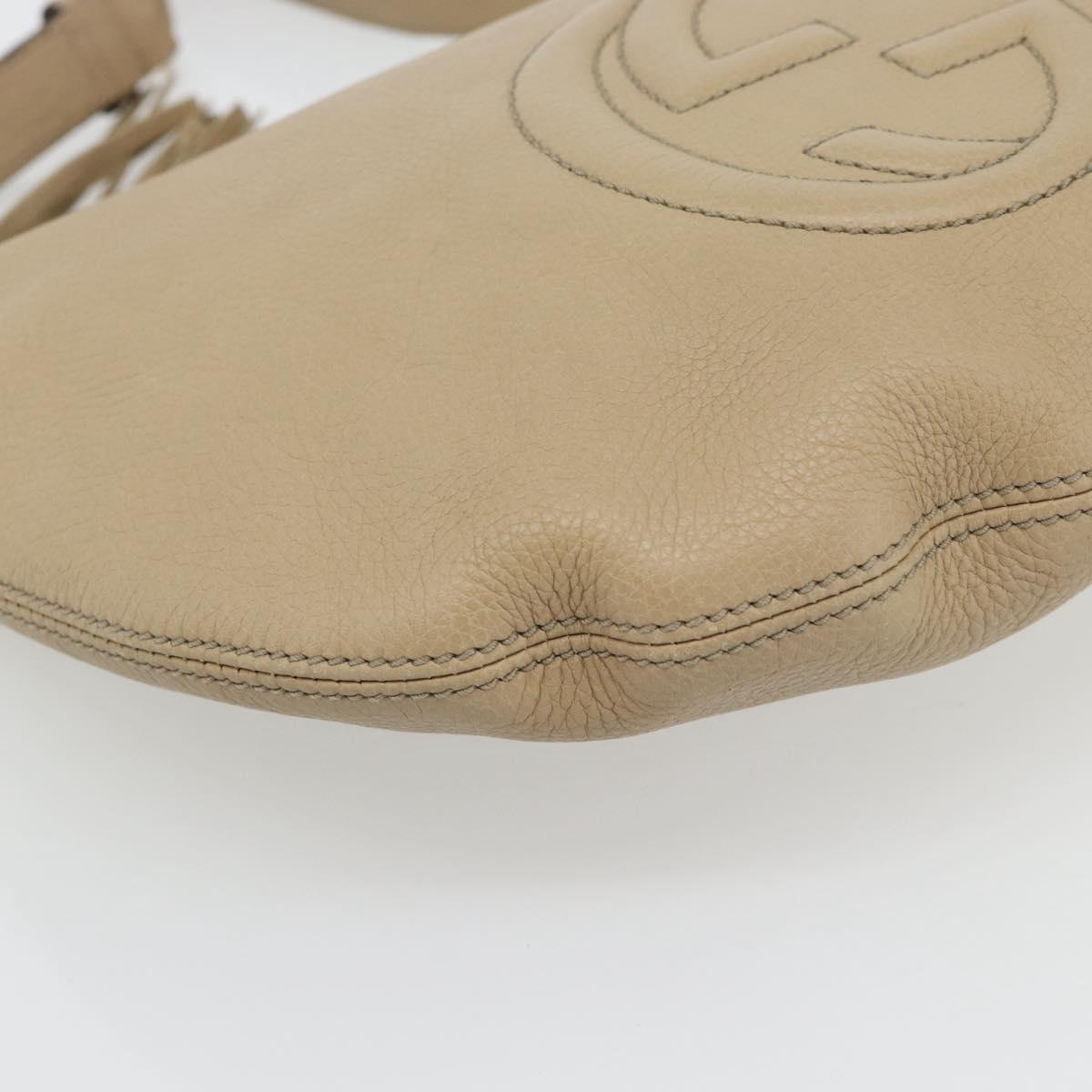 GUCCI Soho Shoulder Bag Leather Beige Gold 308361 Auth 181315A