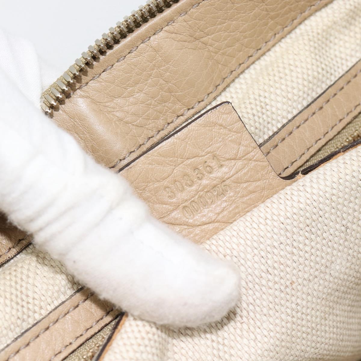 GUCCI Soho Shoulder Bag Leather Beige Gold 308361 Auth 181315A